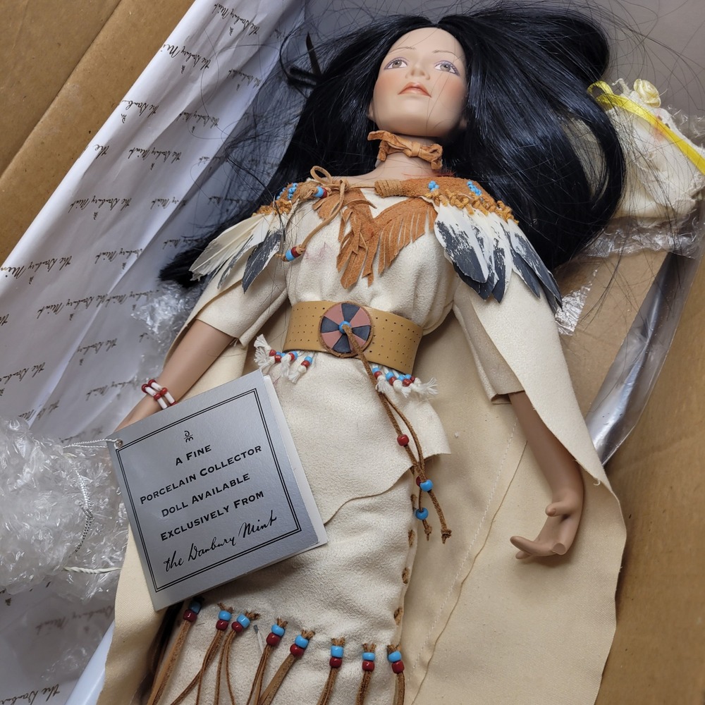 Danbury Mint Bride of the Plains Porcelain Collector Doll with Box and Stand